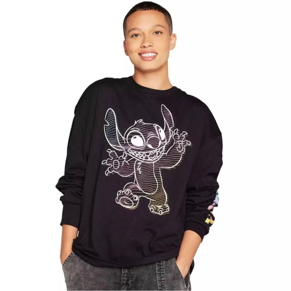Stitch Disney long sleeve pullover black from Lilo & stitch movie 100% cotton